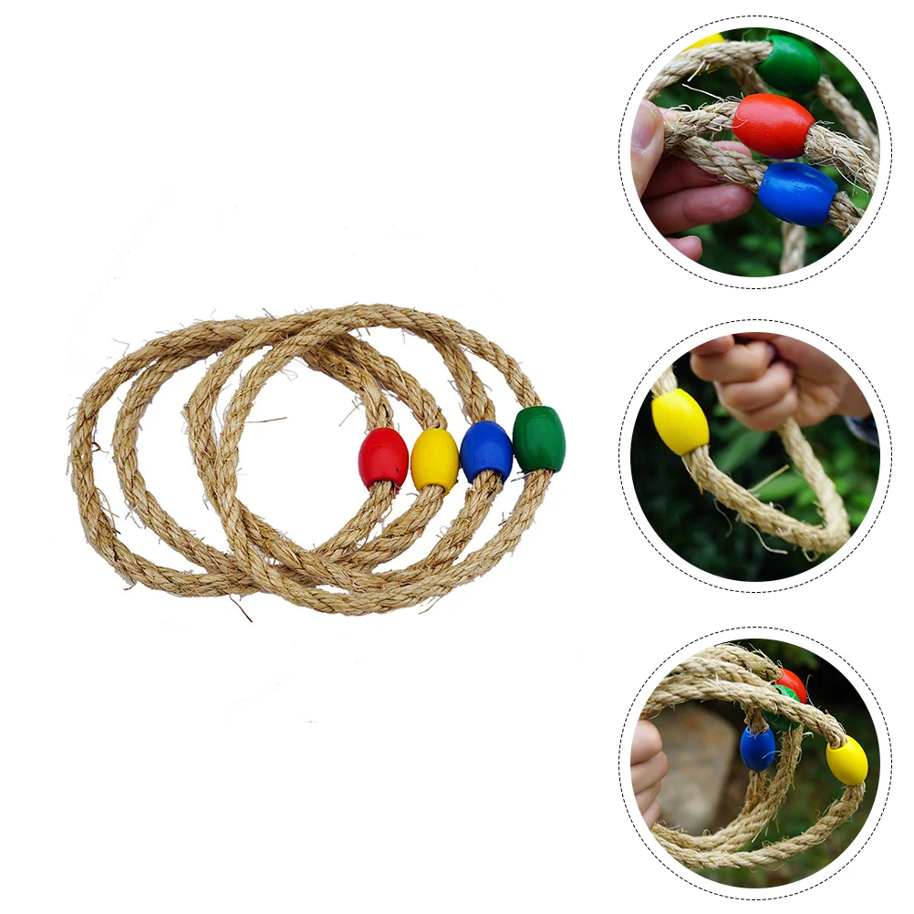 

8 PCS Natural Rope Ferrule Education Children Throwing Ring Toys Puzzle Toss Game Wooden Outdoor Parent-child Twine