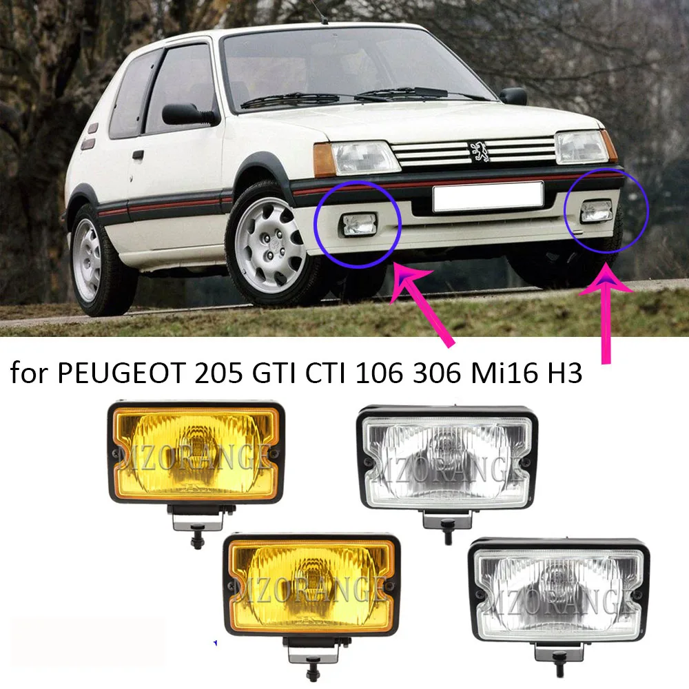 

Fog Lights Front Fog Light Spotlight for PEUGEOT H3 205 GTI CTI 106 306 Mi16 Driving Light Halogen Fog Lamps Headlight Spotlamp