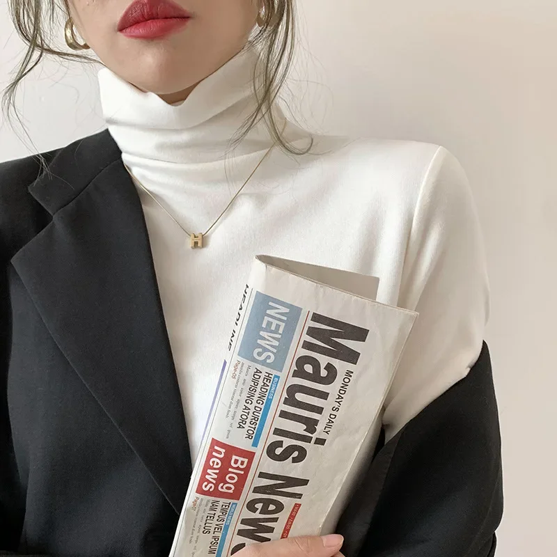 Двусторонний флисовый топ-поло/черепаха базовый слой женский утолщенный белый