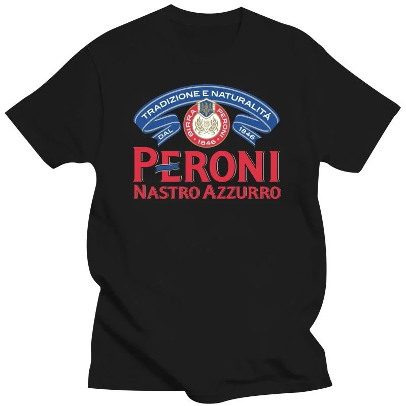 

New Peroni Nastro Azzurro Italian Beer Blcak White T Shirt Unisex