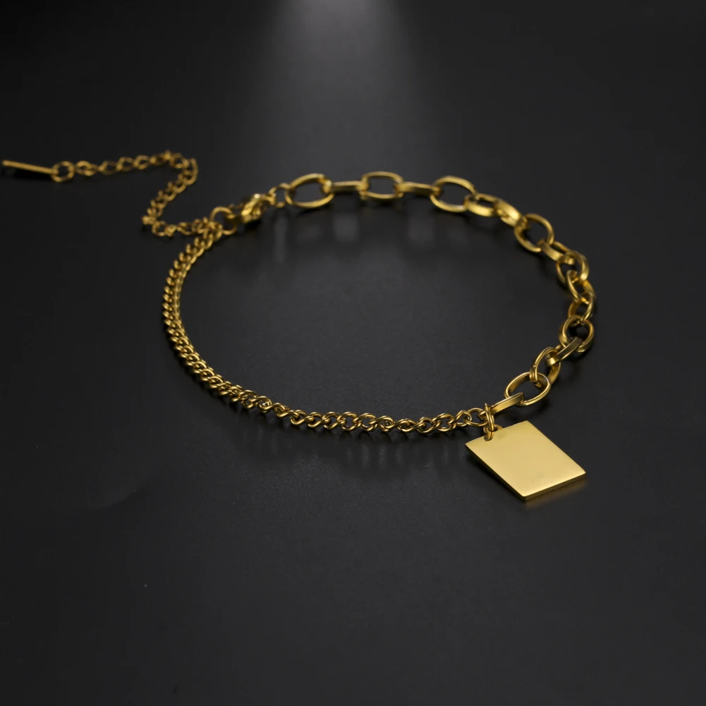 

Fashion Stainless Steel Bracelet for Men WomenTwo Type Cross Chain Bracelet Rectangle Pendant Bracelet for Birthday Gifts