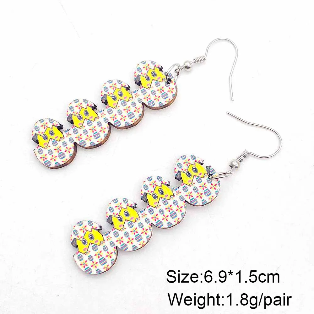 Новые Пасхальные деревянные висячие серьги в виде кролика для женщин красочные