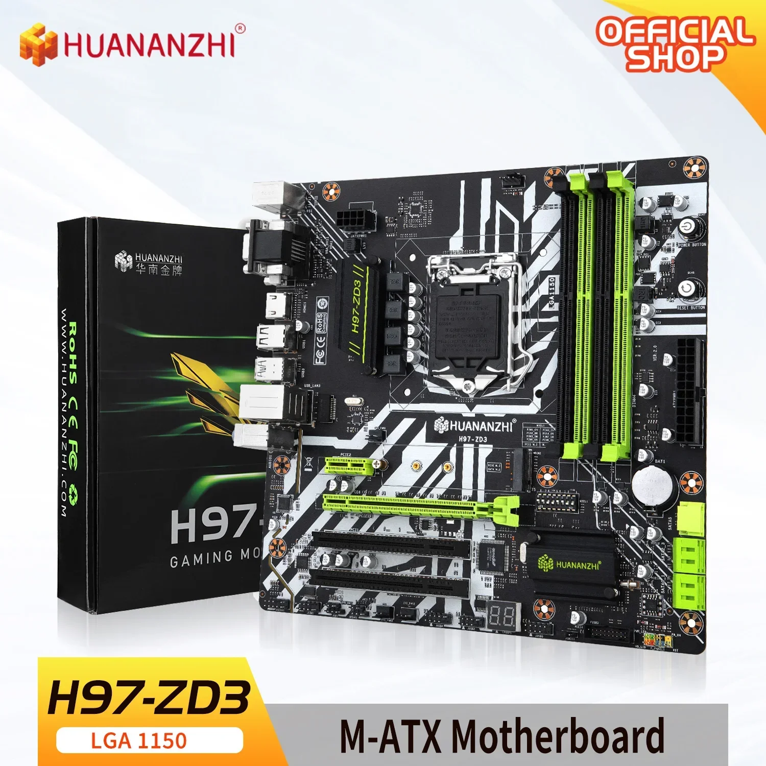 Материнская плата HUANANZHI H97 ZD3 H97 LGA 1150 M-ATX SATA3 USB3.0 ...