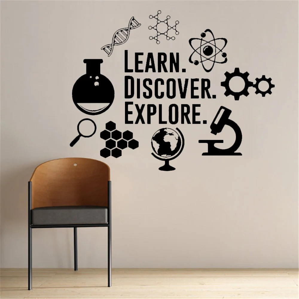 

Science Explore Discover Wall stickers Removable Vinyl Decorations For Kids Room Nursery Room Home Decor Accessories Pegatinas
