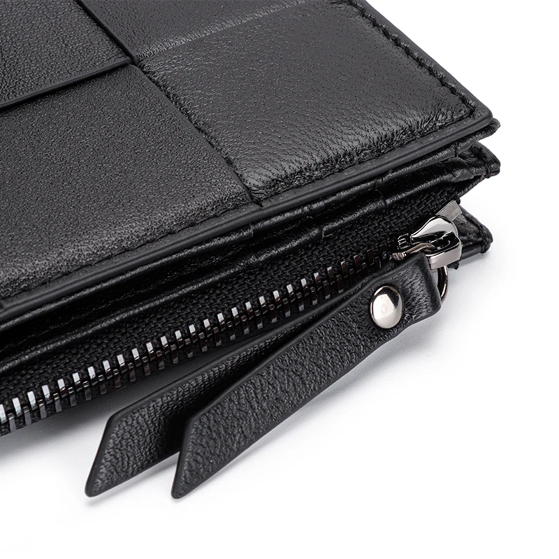 Coin Purse Genuine Sheepskin Woven Small Wallet Women's Leather Wallet Large Capacity Short Wallets card holder Card Purses