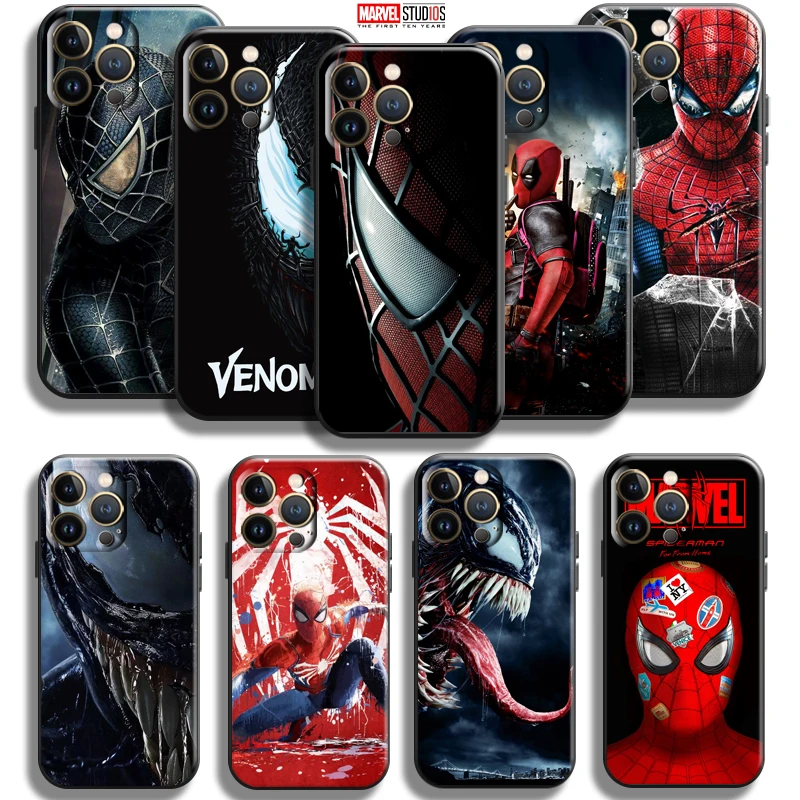 

Marvel Spiderman Venom For Apple iPhone 13 12 11 Pro Max Mini X XR XS Max SE 5 5s 6 6S 7 8 Plus Phone Case Silicone Cover Funda