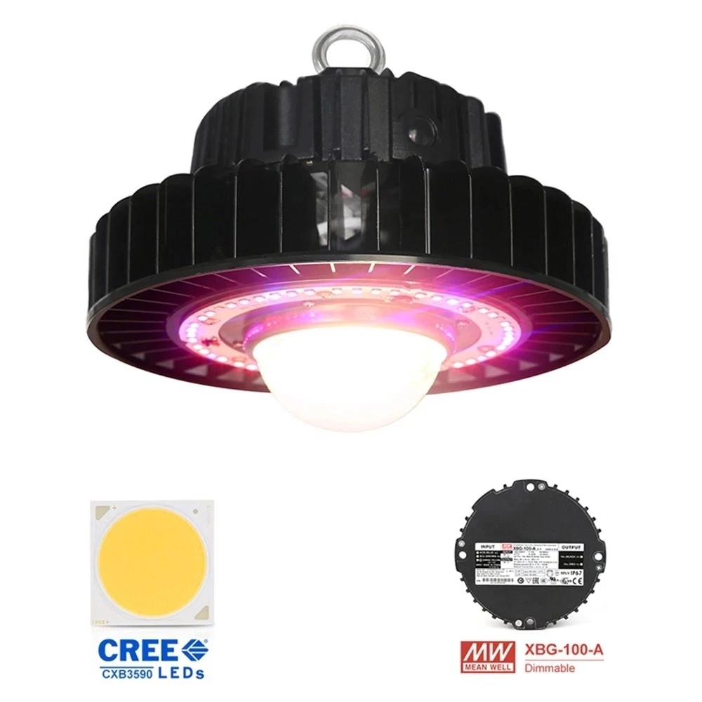 

CXB3590 COB LED Grow Light Full Spectrum UFO 100W 150W 3500K RF+Red+Blue+UV Grow Lamp LED Plant Grow Lamp With Meanwell Driver