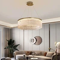 large circle creative light luxury living room led crystal chandelier modern minimalist kitchen master bedroom bar hanging lamps