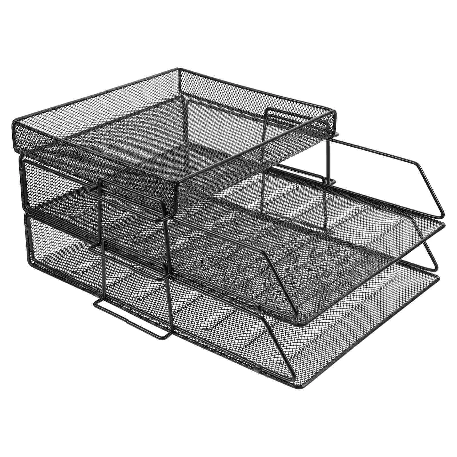 

Tray Organizer File Letter Desk Paper Desktop Document Mesh Holder Trays Office Mail Filing Magazine Tier Rack Shelf Metal
