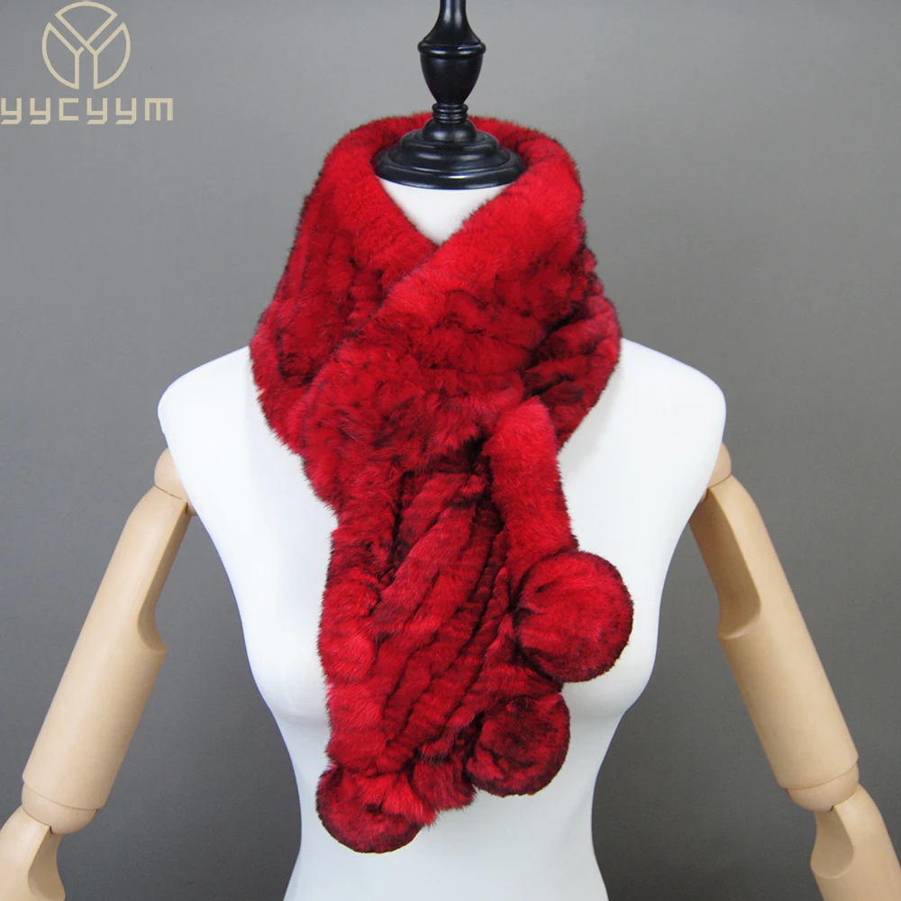 Новинка 2024 зимние шарфы из натурального меха кролика рекс женские 100% глушитель