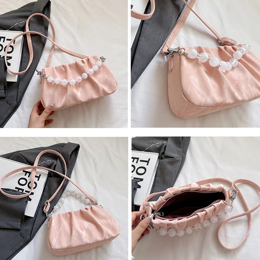 Сумка женская мягкая плиссированная на плечо саквояж большой вместимости с