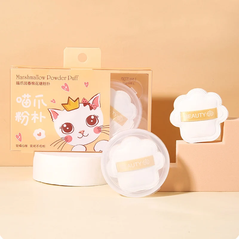 

2pcs/set Cute Cat PAWS Marshmallow Powder Puff Air Cushion Powder puff with storage case Makeup Sponge MakeupTools & Accessories