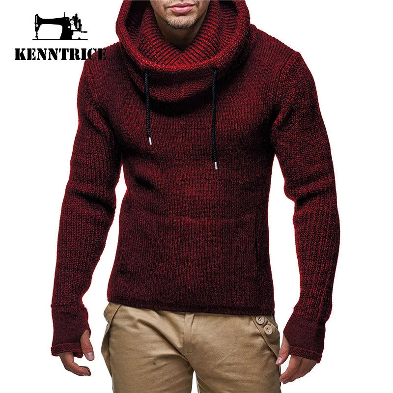 Kenntrice Men's High Collar Sweater Men Winter Sweaters Clothing Male Pullover Sweaters Clothes Knitted Sweater Fashion Coats