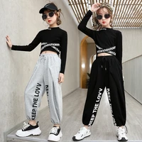 girls clothes jazz tracksuit spring summer dancing kids hip hop letter t shirt loose pant 6 7 8 9 10 12 13 14 15 16 years