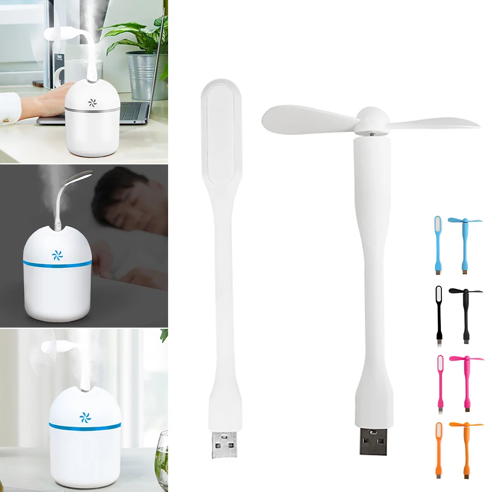 

USB Mini Fan and USB LED Night Light Universal Car Interior Night Light Summer Portable Fan Combo for Auto Notebook Power Bank
