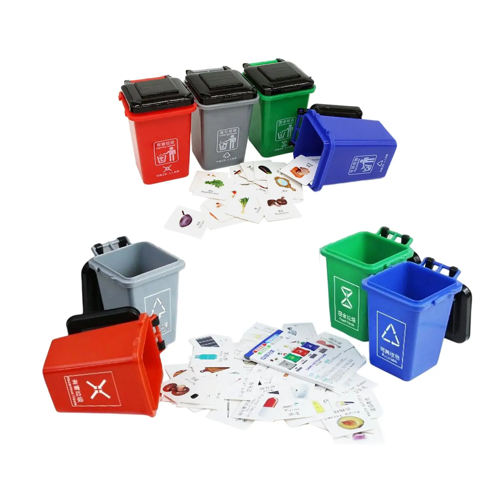 

Mini Garbage Can Sorting Toy 4 Trash Cans Garbage Truck Toy for Children