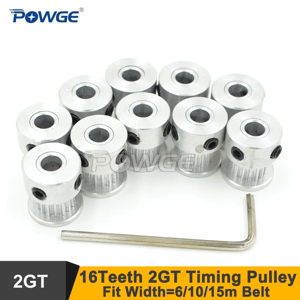

POWGE 16 Teeth 2GT Timing Pulley Bore 4/5/6mm Fit W=6/10/15mm 2GT G2M 2MGT Synchronous Belt 16T 16Teeth GT2 Timing Belt Wheel