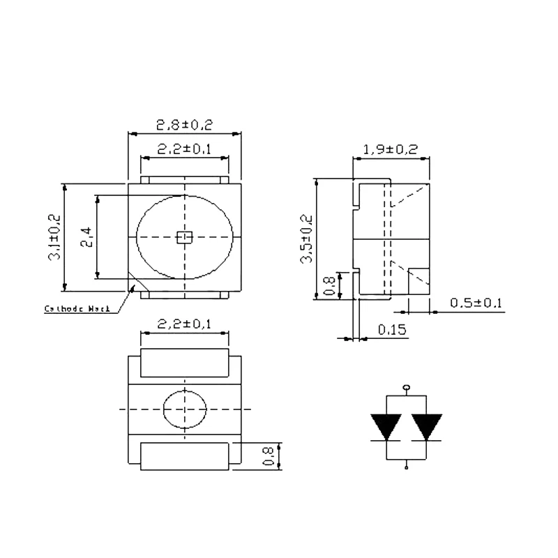 100 шт. суперъяркие Светодиодные лампы 3528 1210 SMD