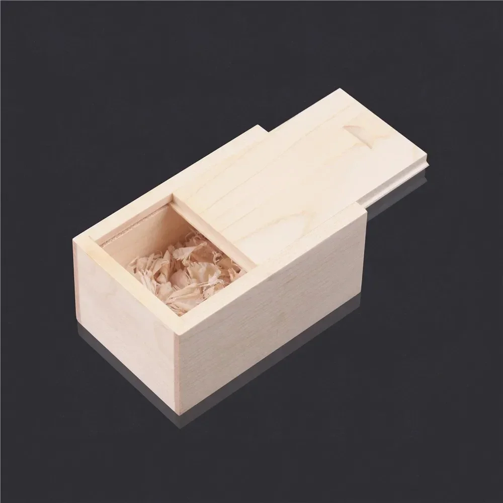 Wooden Storage Box Log Drawer Maple Pull-Out Sliding Cover Wood Jewelry Organizer Case Earring Container DIY Rectangle