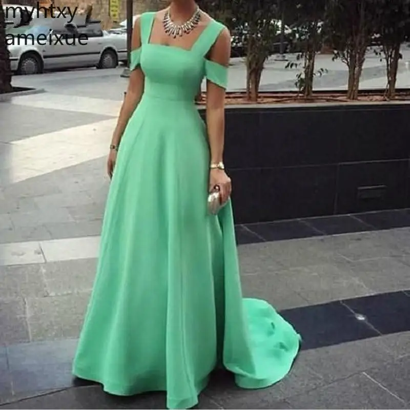 

New Green Satin Event Simple Green Grass Green Plus Size Evening Dress 2023 Ever Pretty Formal Party Gown Robe De Soiree