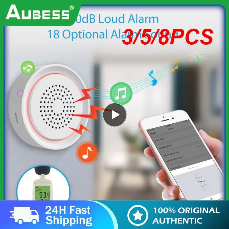 

3/5/8PCS Home Security Smart Human Body Sensors Tuya Sound Light Detector Sensor Wifi App Remote Alarm Wireless Siren Alarm