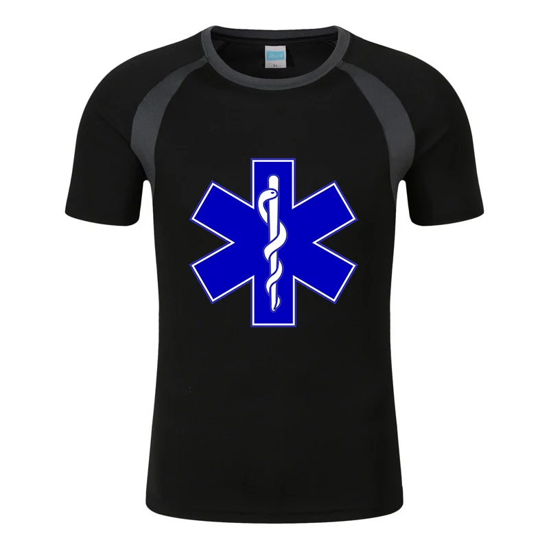 

EMT Emergency Ambulance 2023 Men's Newest Summer Hot Sale Round Collar Cotton Casual Slim Fit Raglan Short Sleeve T-Shirts Tops