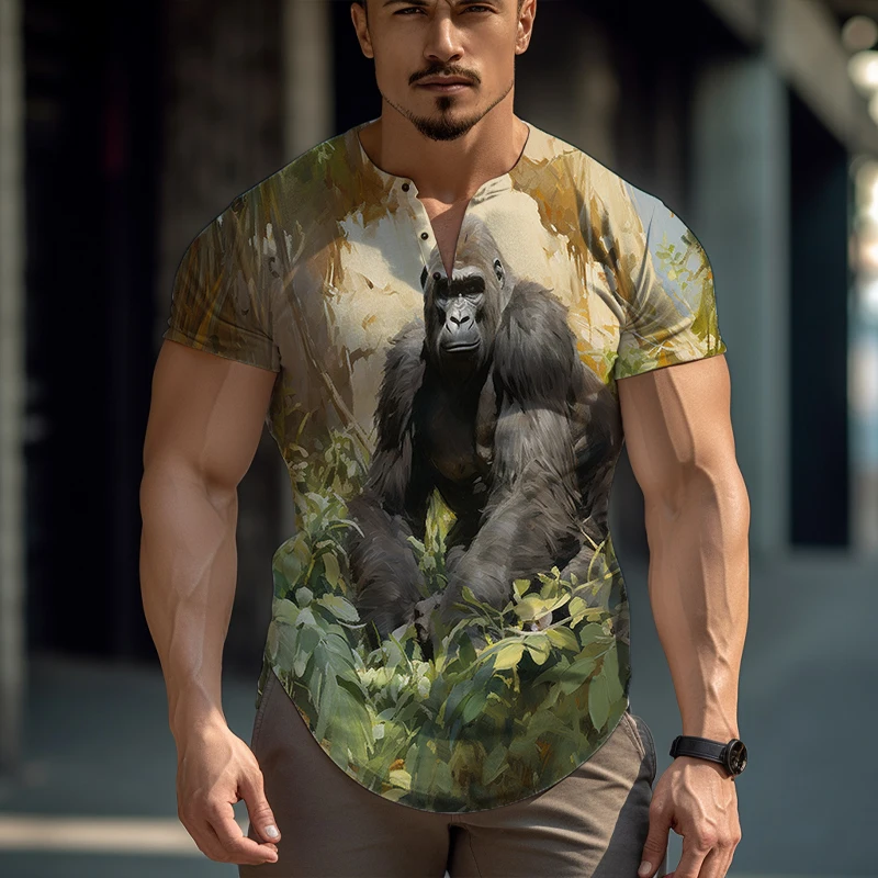 

Animal Orangutan 3d Printing T-shirt Summer Fashion Trend Men's T-shirt Sports Fitness T-shirt Office Party T-shirt