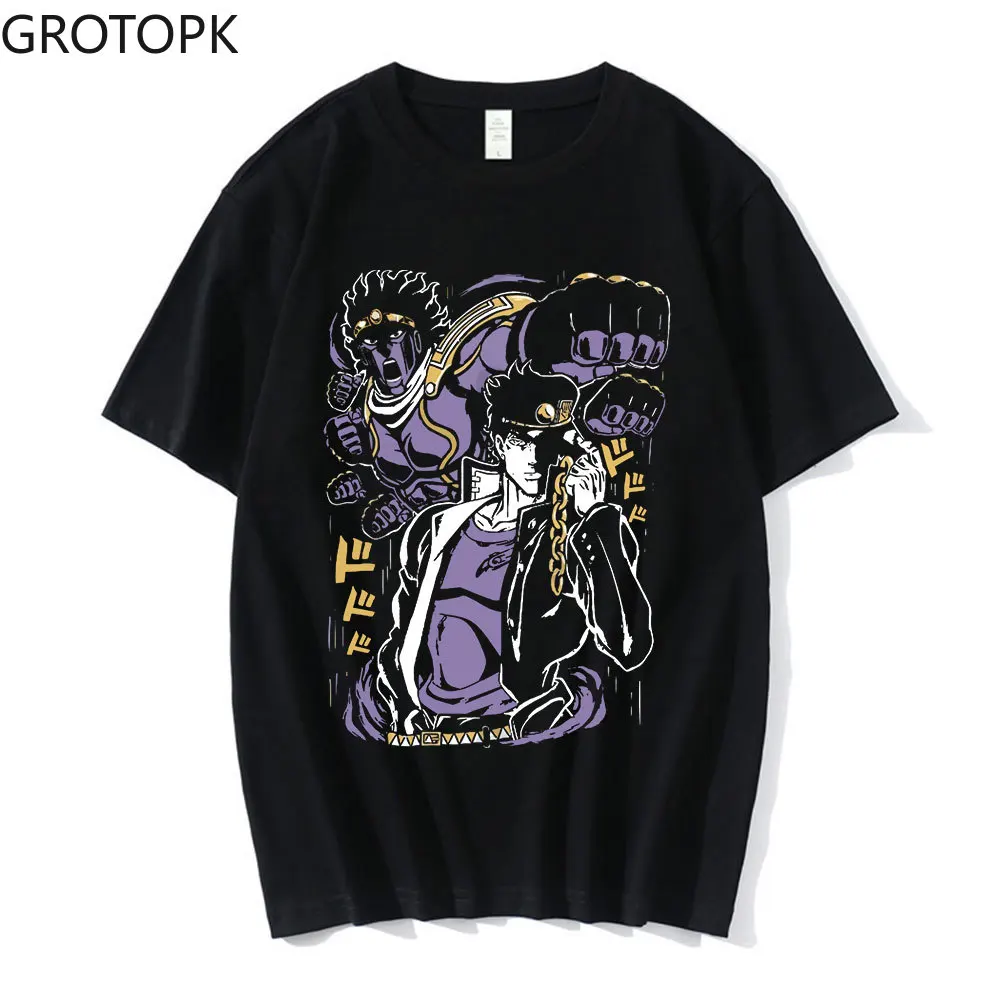 

Anime Jojo Bizarre Adventure Tshirt Men Jotaro Star Platinum Manga Graphic T-shirts Men Women Fashion Short Sleeve Casual Tops