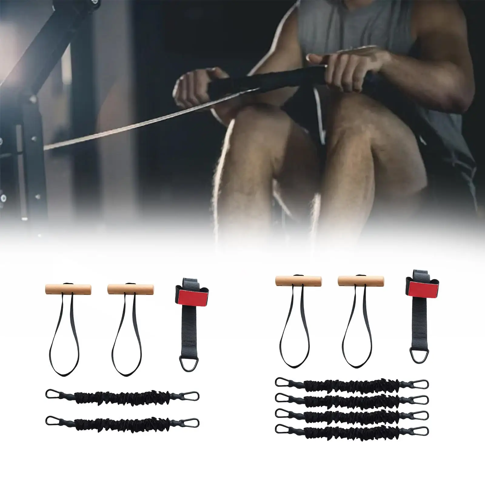 

Pull up Handles Hand Grips Latex Elastic Cords for Dumbbell Barbell Deadlift