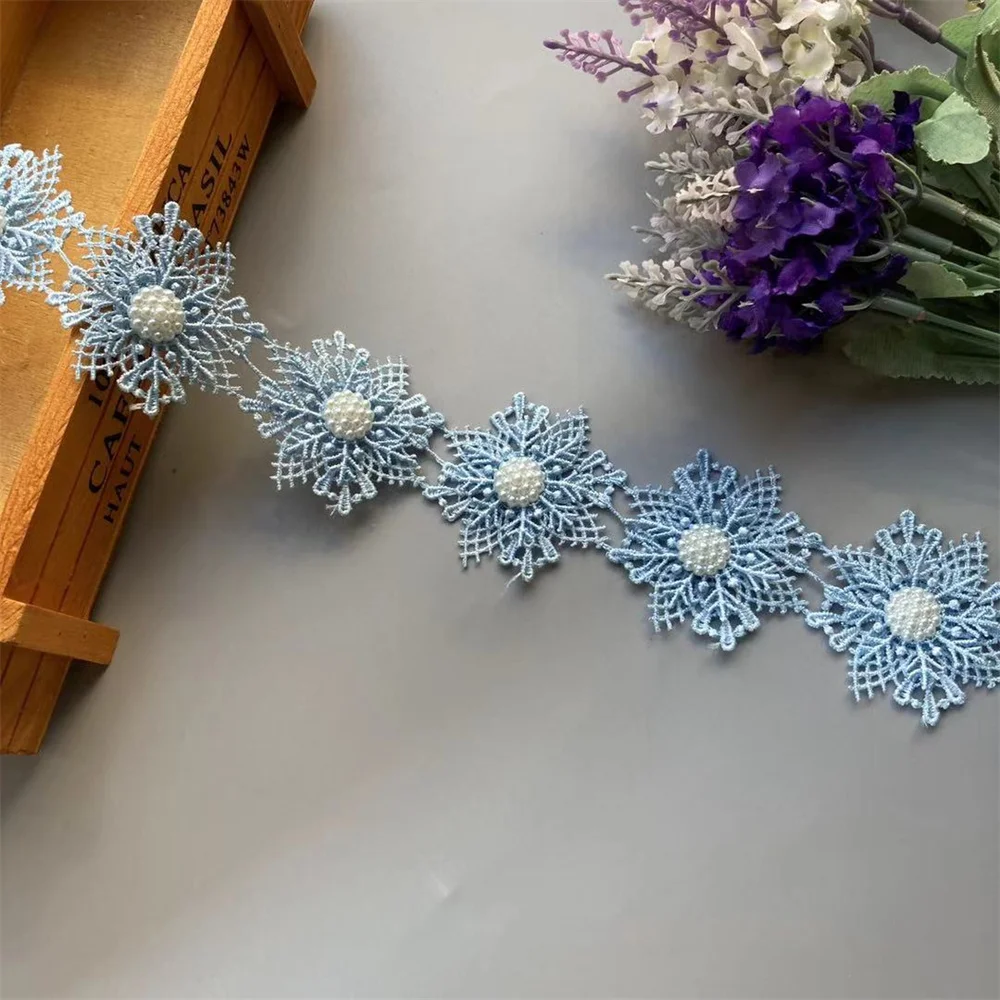 20X синий жемчуг цветок ручной работы вышитые бисером кружева бабочка Снеговик