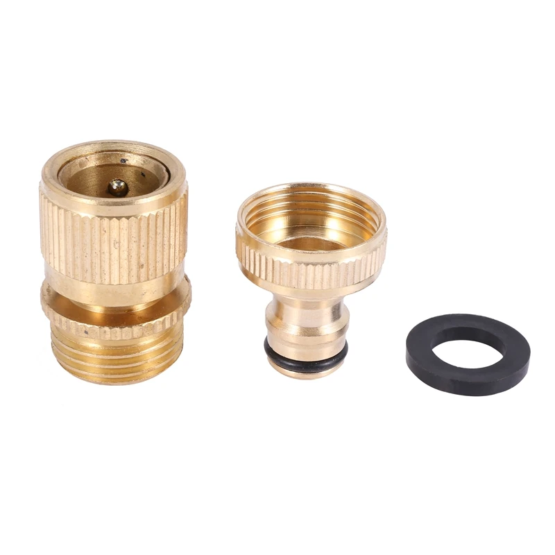 

Быстроразъемный садовый шланг, соединитель из твердой латуни 3/4 дюйма без протечек для садового шланга, мужской и женский (5 пар)