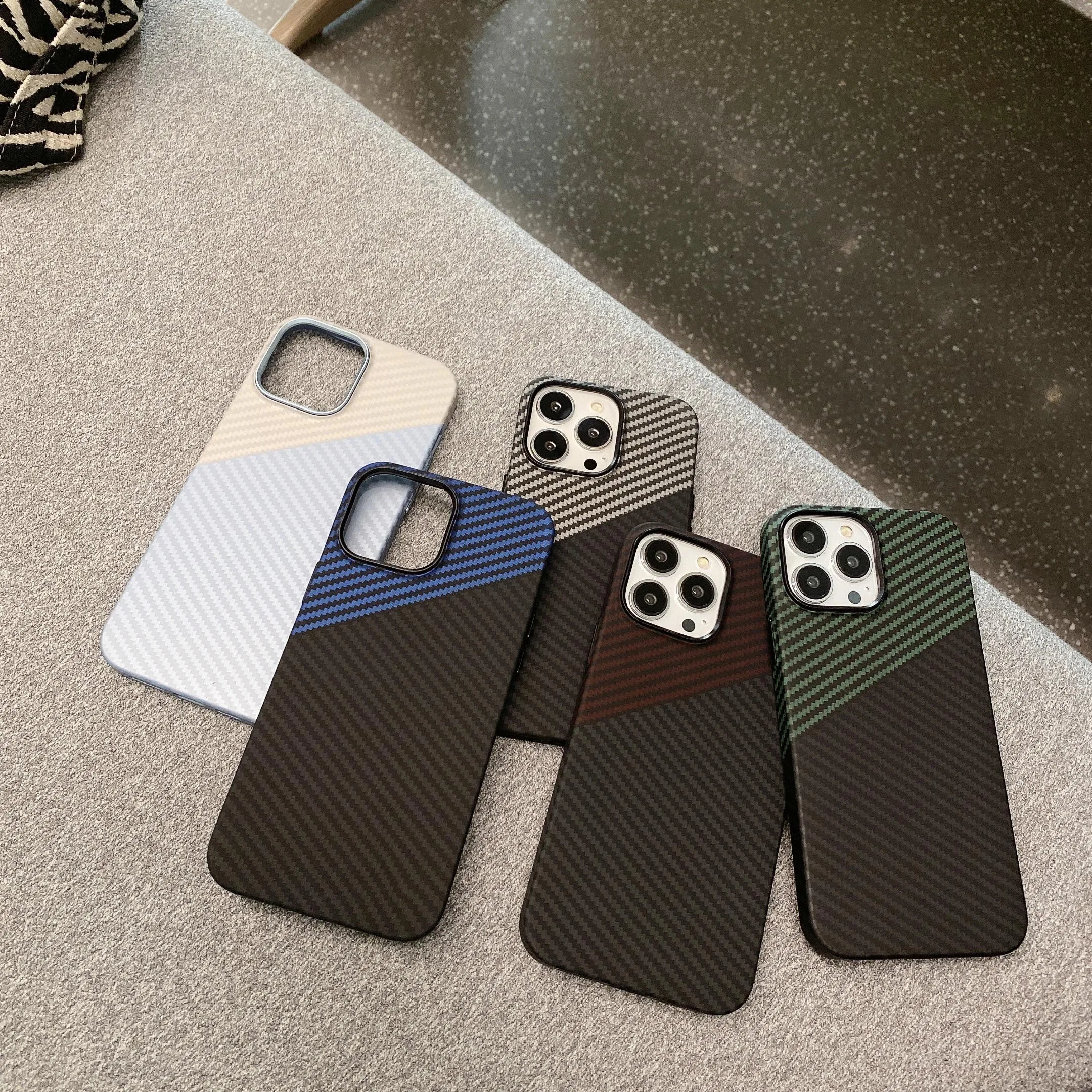 Color Blocking Carbon Fiber Pattern Case for IPhone 14 Plus 13 12 Pro Max Protection Shockproof Anti-Scratch IPhone14 Cover