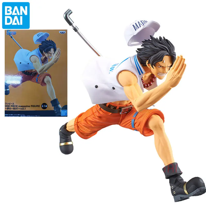 

BANDAI ONE PIECE Ace Magazine Genuine Kawaii Doll Action Figures Model Collection Ornaments Kids Toys