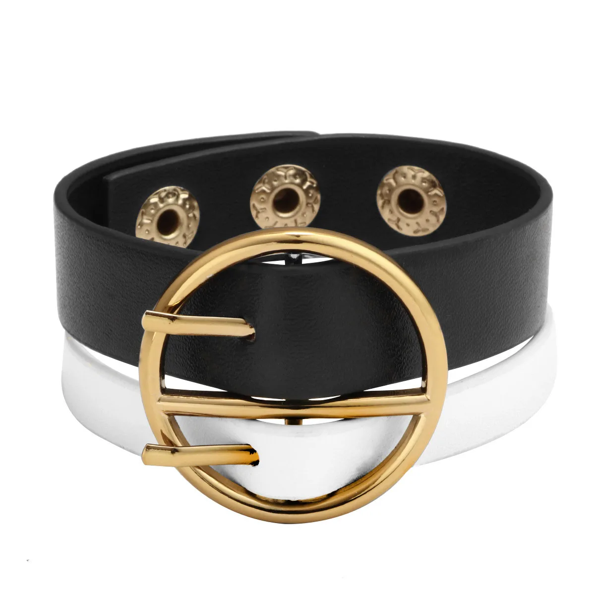 

Kiryklr 2023 New Bracelet for Women Black White Leather Bracelet Geometric Copper Clasp Bangles Casual Femme Jewelry Gifts