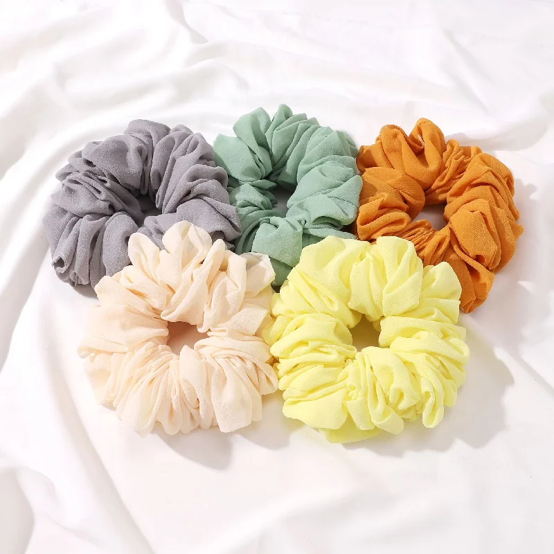 

Wholesale Custom Large Satin Scrunchy Hair Ties Solid Color Soft Hair Bands for Women Simple