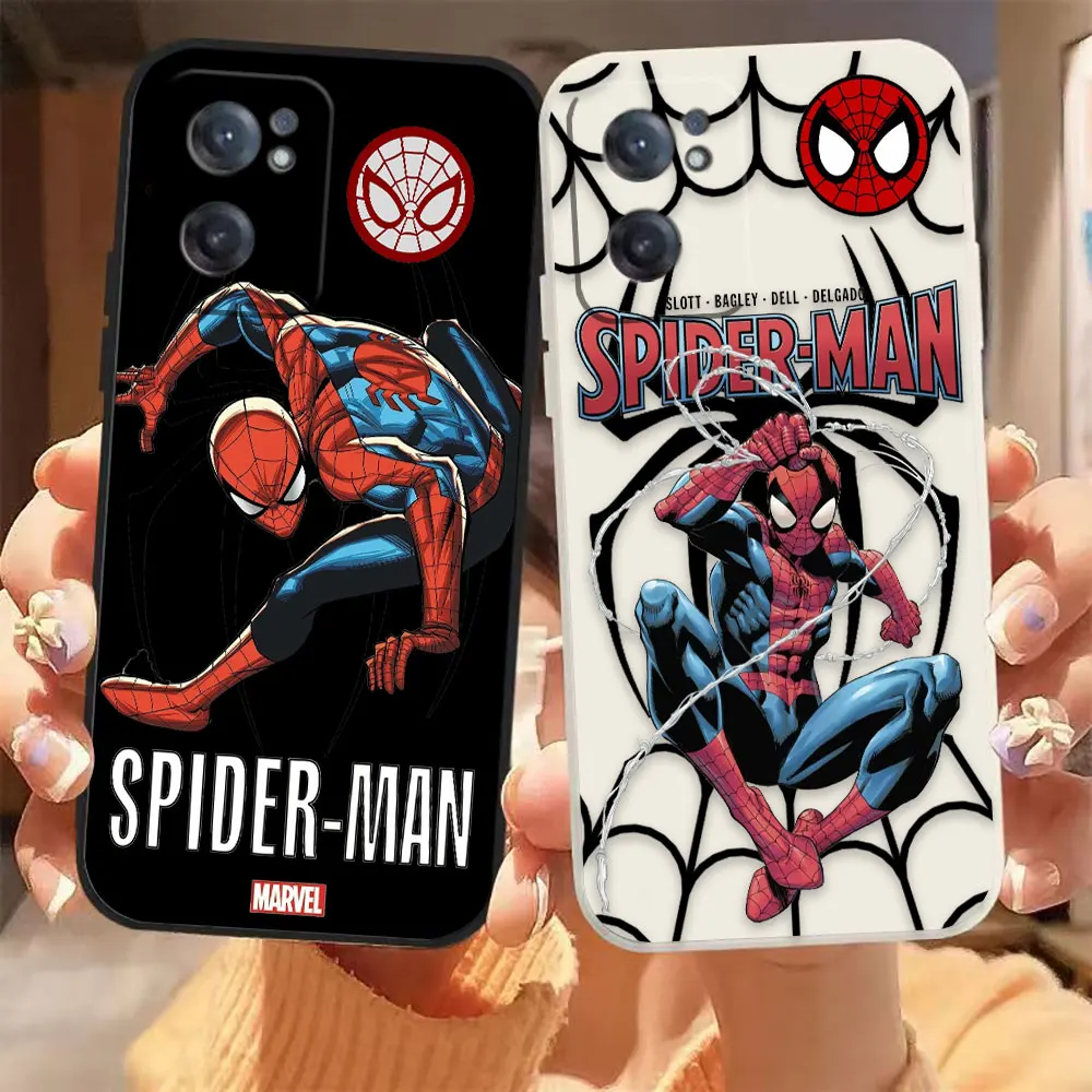 

MARVEL Hero Spider-man Phone Case For Oneplus 11 10 9 9R 9RT 8 8T 7 7T ACE 2 2V NORD CE 2 Lite Pro Colour Liquid Case Funda Capa