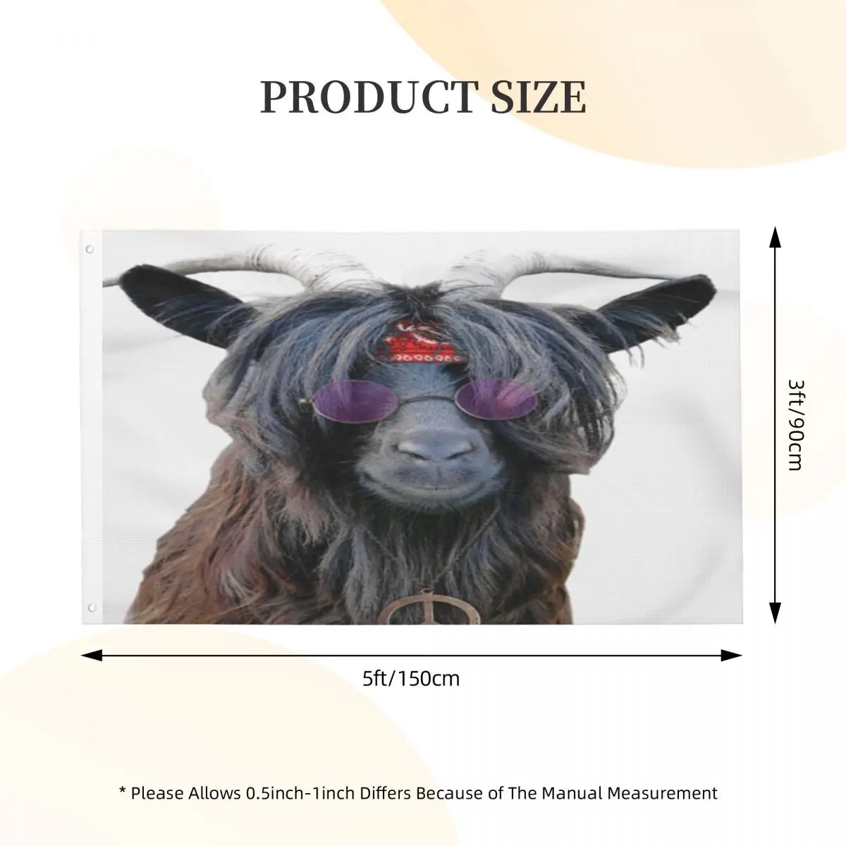 

Коза хиппи, красная бандана, американская мадам мементо, прозрачная дуплексная печать, один Флаг для украшения