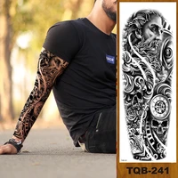 full flower arm temporary tattoos stickers man woman girls leg fake tatoo lotus buddhism pray cross wing drop shipping diy