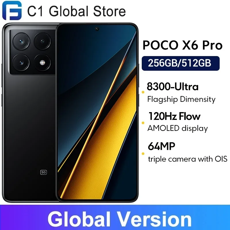 POCO X6 Pro 5G 6,67 "1,5 K Flow AMOLED DotDisplay 64MP 67W Dimensity 8300-Ultra глобальная версия - ТОП 100 товаров марта