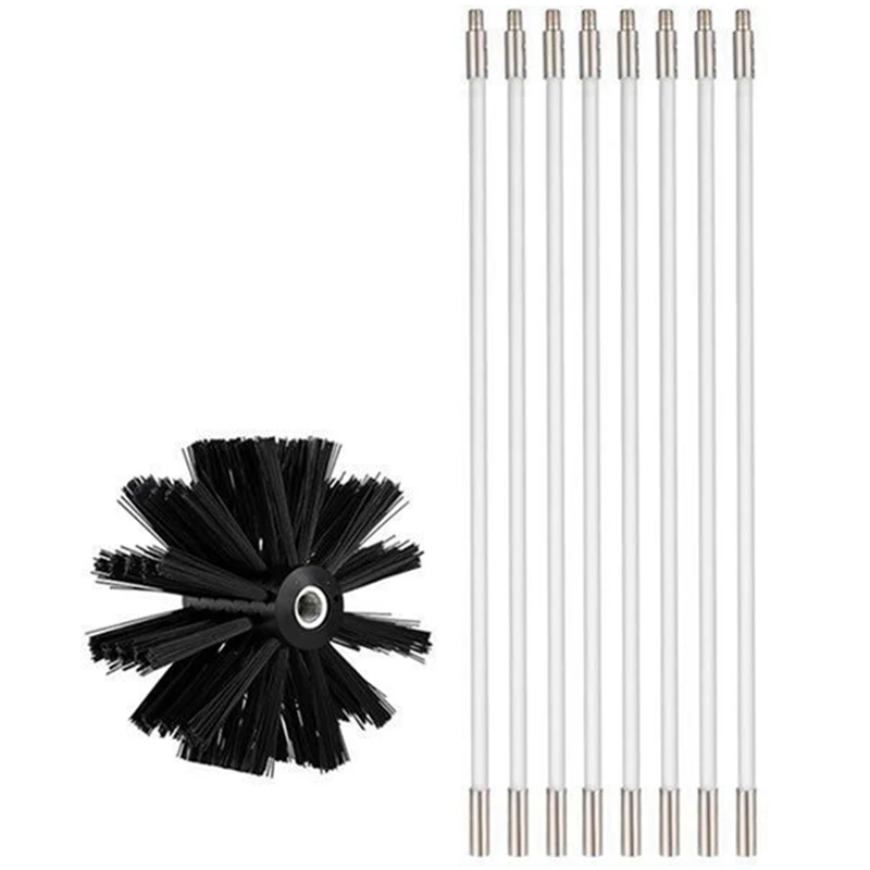 

9Pcs Set Chimney Sweeping Brush, Flue Cleaning Brush And Rod Set, Soot Cleaning Stick Set, Pipe Dredging Brush