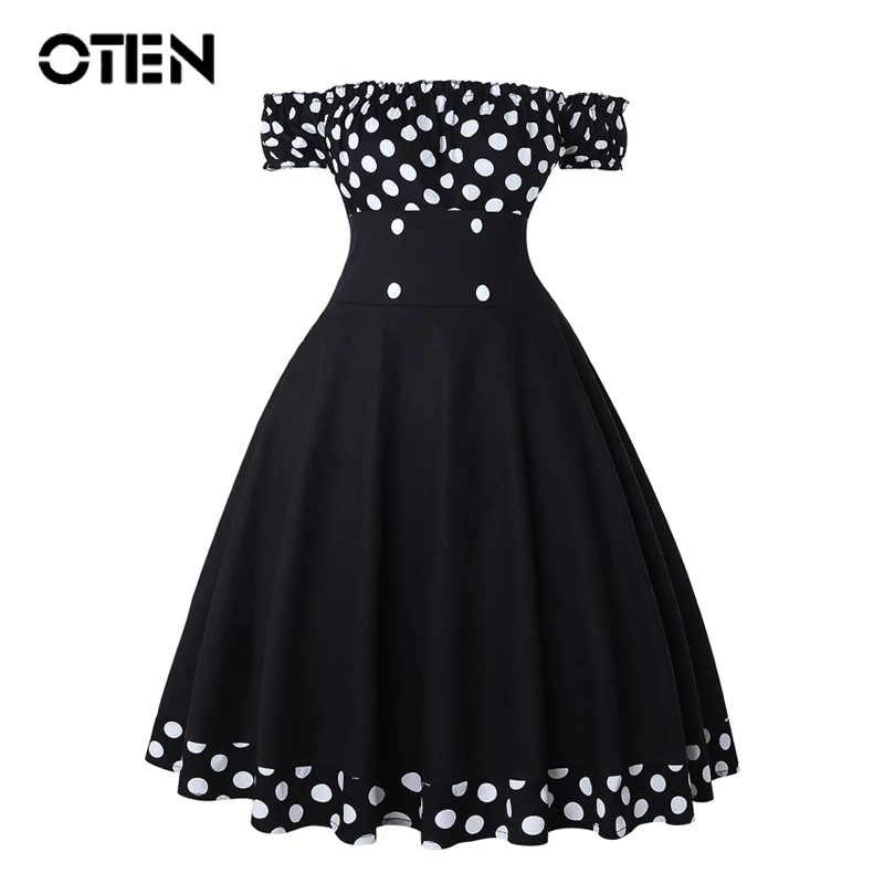 

Женское платье в горошек, с открытыми плечами, на пуговицах