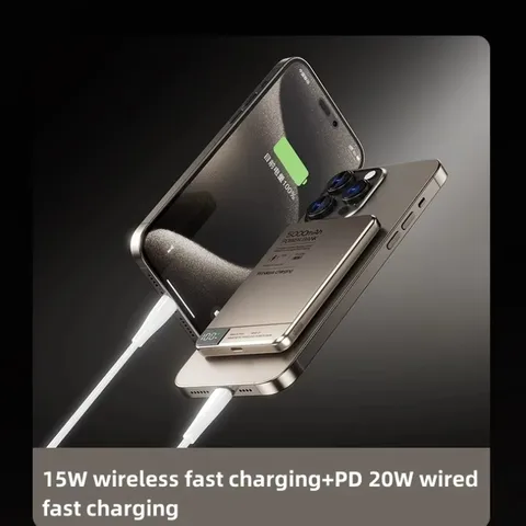 Магнитный внешний аккумулятор Power Bank 3 в 1, PD20W, беспроводное быстрое зарядное устройство, внешний аккумулятор для Magsafe Powerbank для iPhone 17 16 15 iWatch Airpods