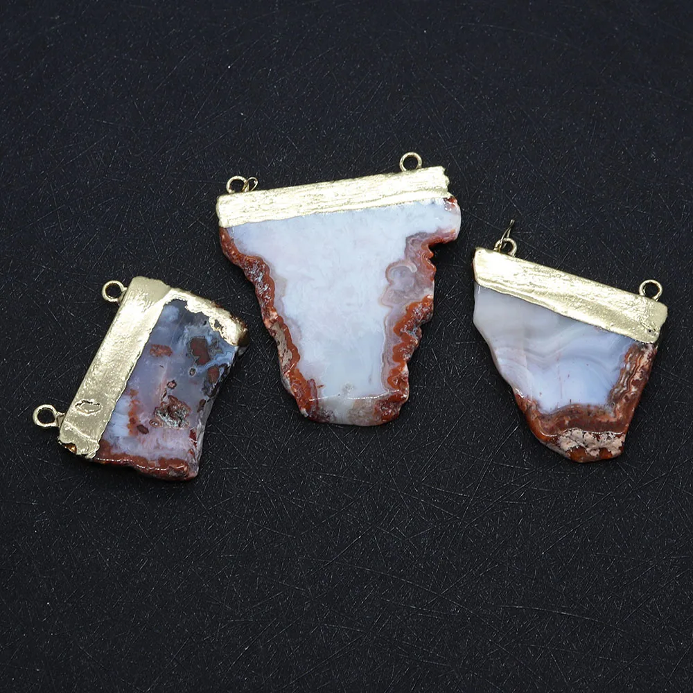 

Various Shapes Irregular Shape Double Hole Connector Plating Pendant Natural Stone Used To Make Holiday Gifts South Red Agate