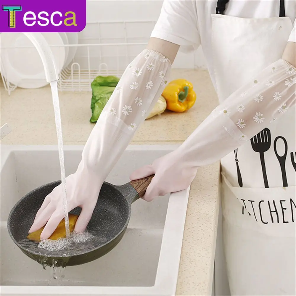 

Anti-puncture Dishwashing Artifact Easy To Wear Pvc Waterproof Rubber Gloves Lighten The Cuffs Lengthen Wide Cuffs