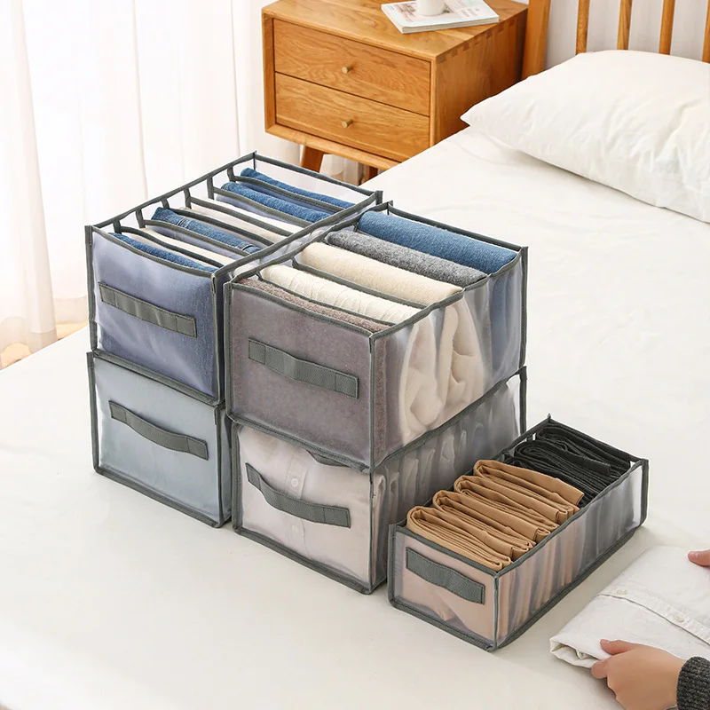 

Clothes Storage Box Household Jeans Separation Mesh Underwear Socks Storage Bag Wardrobe Drawer Finishing Box