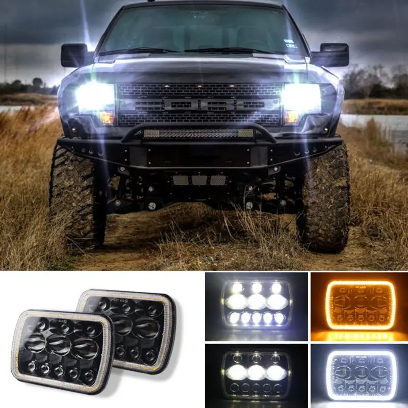 

1PC 7x6" 5x7" LED Headlights Square High Low Beam Fog Driving Light Bumper For Jeep Wrangler YJ Cherokee XJ