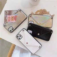 the newsnakeskin texture necklace chain crossbody case for iphone 13 12 11 pro max x xs xr 7 8 plus card slot shoulder bag walle
