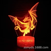 disney dragon series colorful 3d night light led touch remote control creative christmas gift 3d desk lamp birthday gift