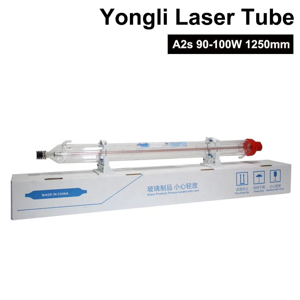 

Бренд A2S Yongli, стеклянная co2 лазерная трубка длиной 90 Вт 1250 мм для лазерной фотолампы co2
