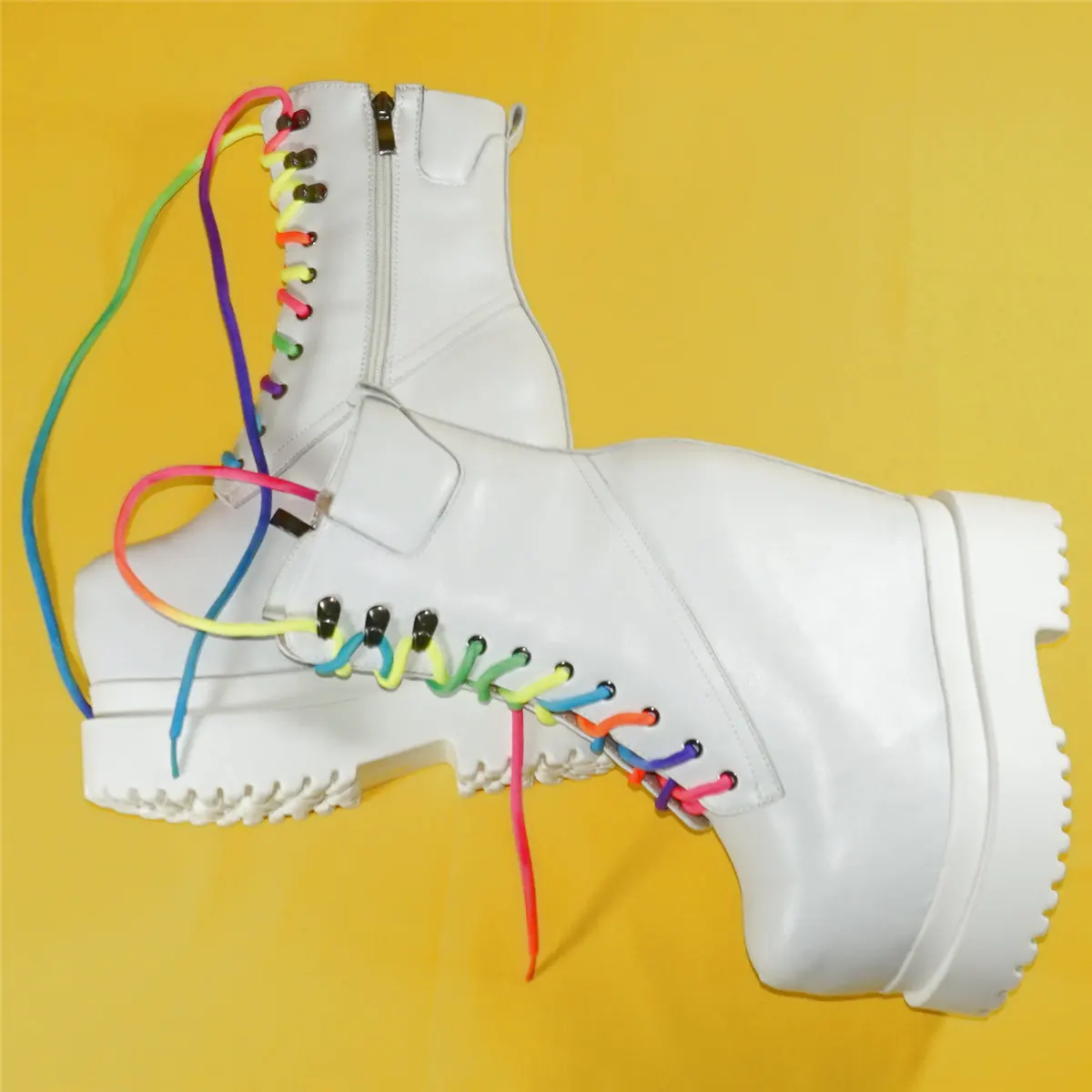 Fashion Sneakers Women Lace Up Genuine Leather Super High Heels Ankle Boots Female Round Toe Platform Pumps Shoes Casual Shoes